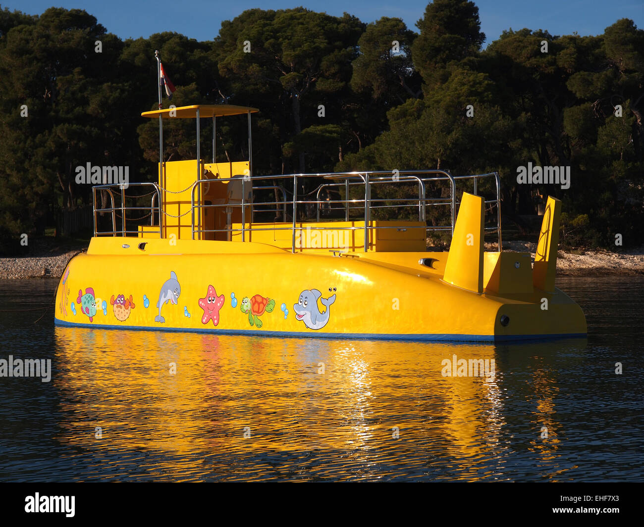 yellow submarine anchored in the blue bay Stock Photo - Alamy