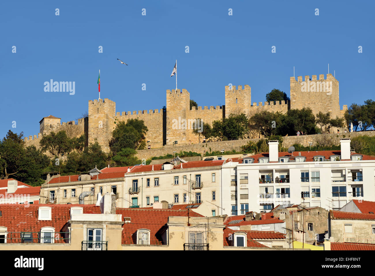 Portugal, Lisbon: View of the medieval castle Castelo de Sao Jorge Stock Photo