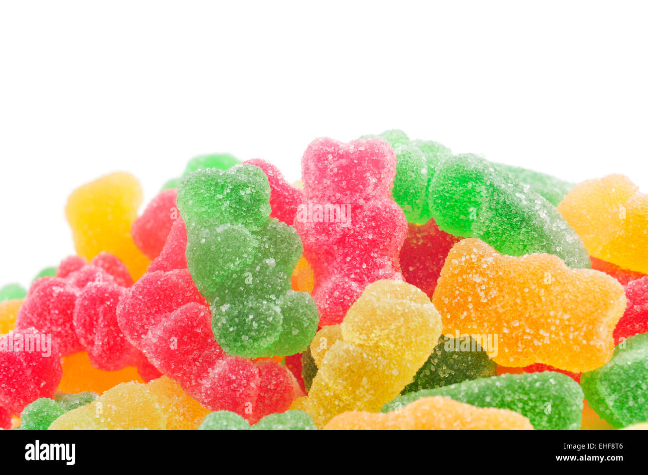 gummy bears of different colors on a white background Stock Photo