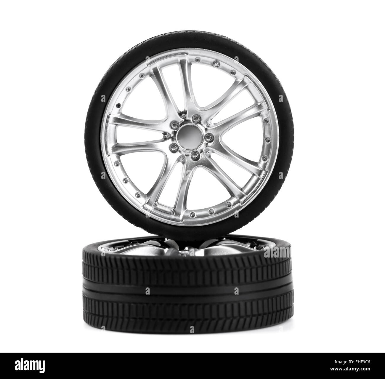 Car wheels on white background Stock Photo Alamy