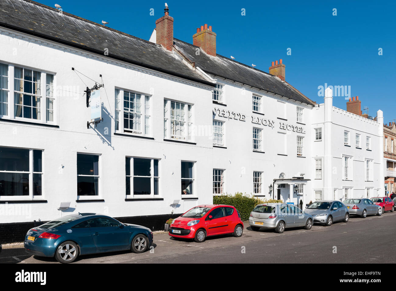 Aldeburgh, Suffolk, UK. The White Lion Hotel on the sea front Stock Photo