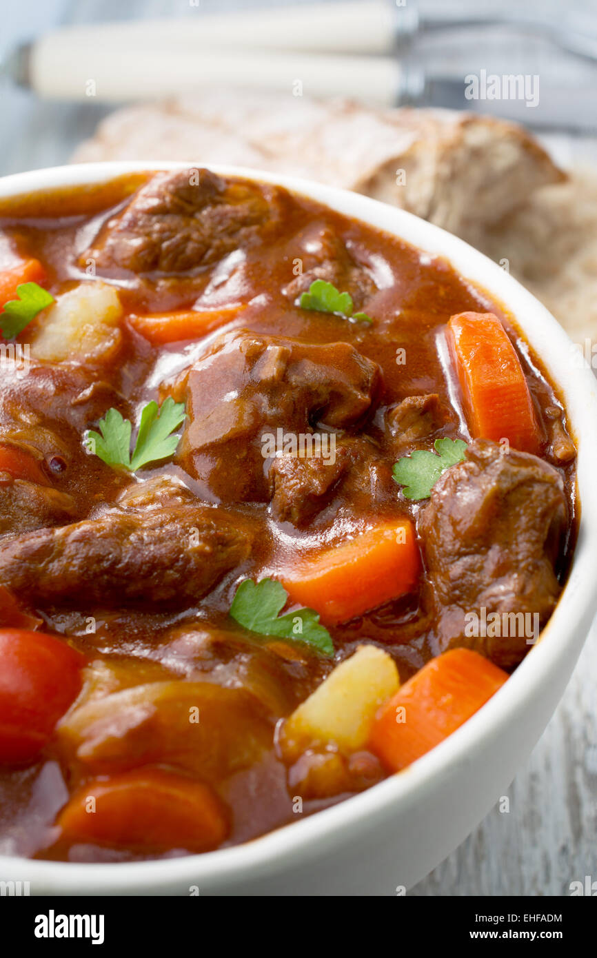Beef Stew with carrots and potatoes Stock Photo