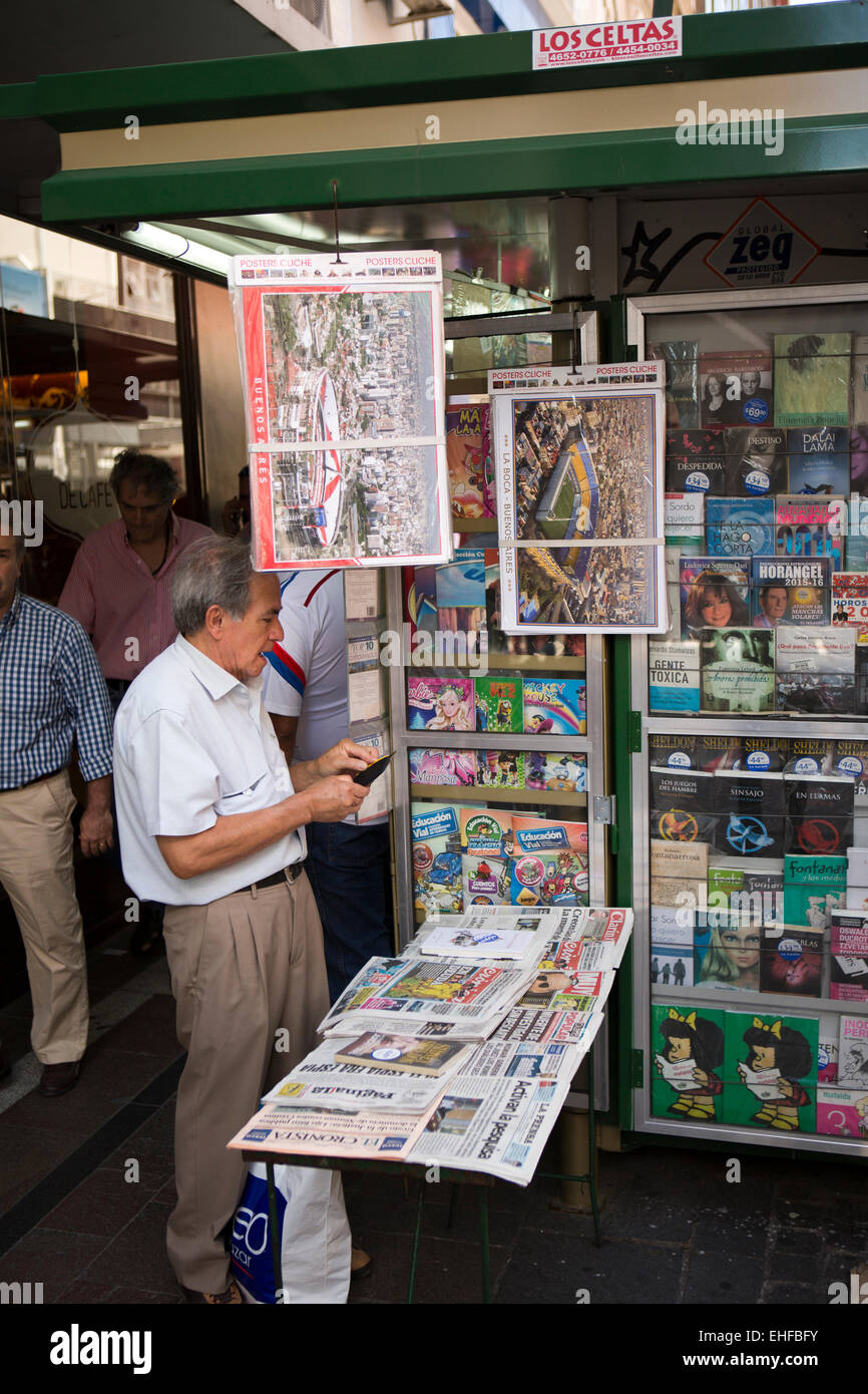 Argentina, Buenos Aires, news vendor, many double as illegal currency exchange booths Stock Photo