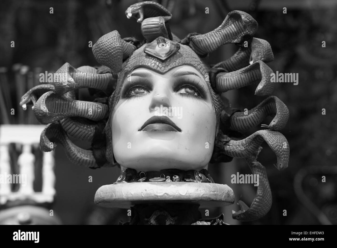 Head of Medusa 'Mannequins Head' Black and white Stock Photo