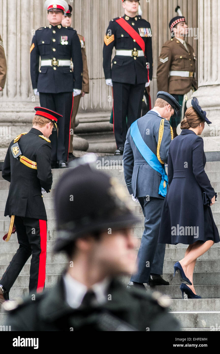 London, UK. 13th March, 2015. Prince William, Prince Harry and Kate Middleton arrive for Afghanistan Commemoration at St. Paul’s Cathedral Credit:  Guy Corbishley/Alamy Live News Stock Photo