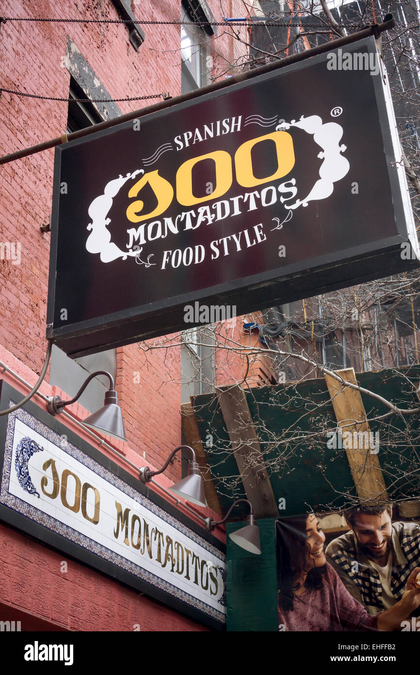 The Greenwich Village location of the popular 100 Montaditos sandwich chain in New York on Tuesday, March 10, 2015. The U.S. arm of the chain, 100 M Holdings, has filed for Chapter 11 bankruptcy protection, suspending its expansion and has closed some locations including one on the Lower East Side. The chain has over 300 location worldwide. (© Richard B. Levine) Stock Photo