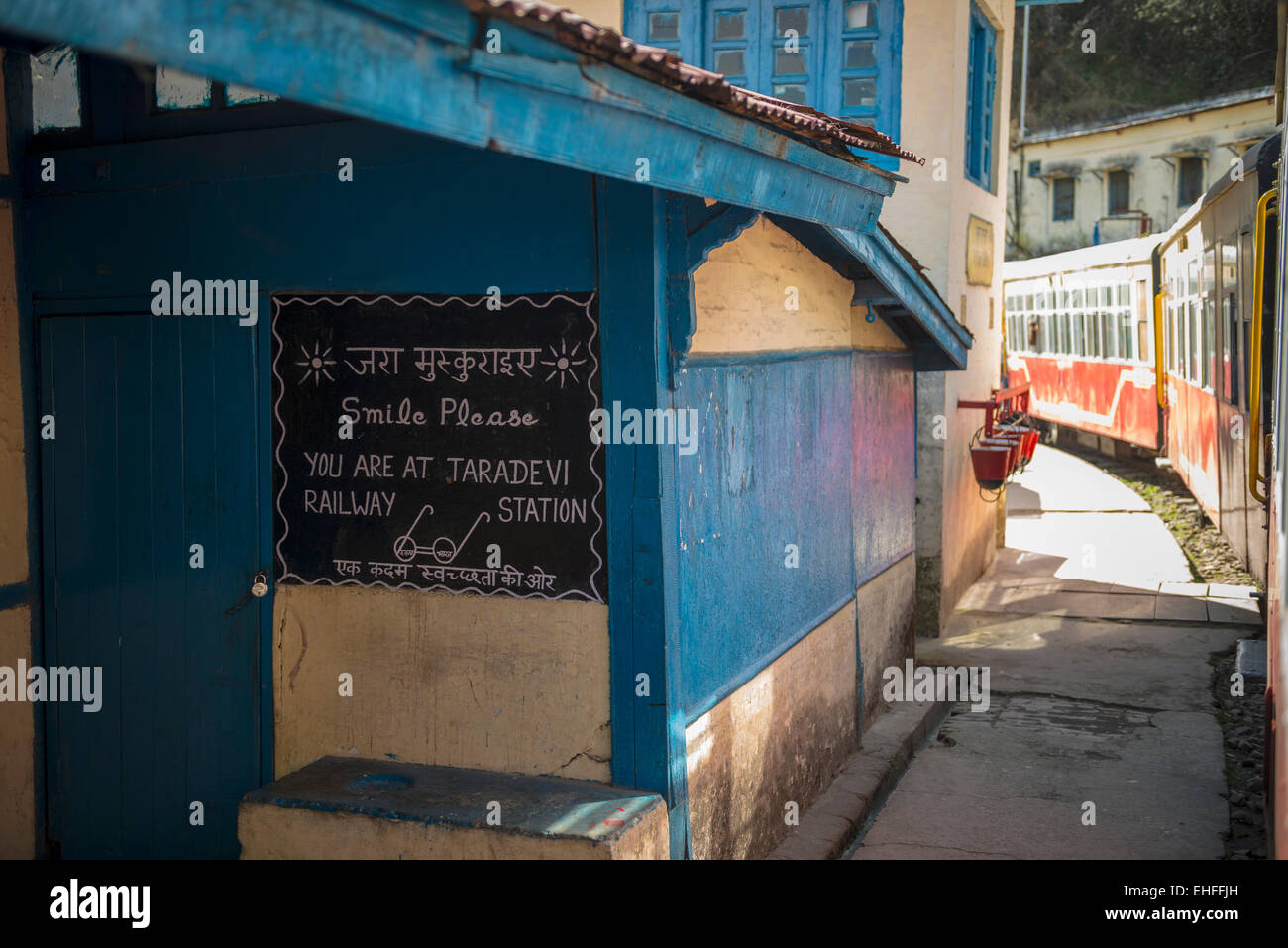 Taradevi Station on the narrow gauge Kalka-Shimla Railway, India Stock Photo