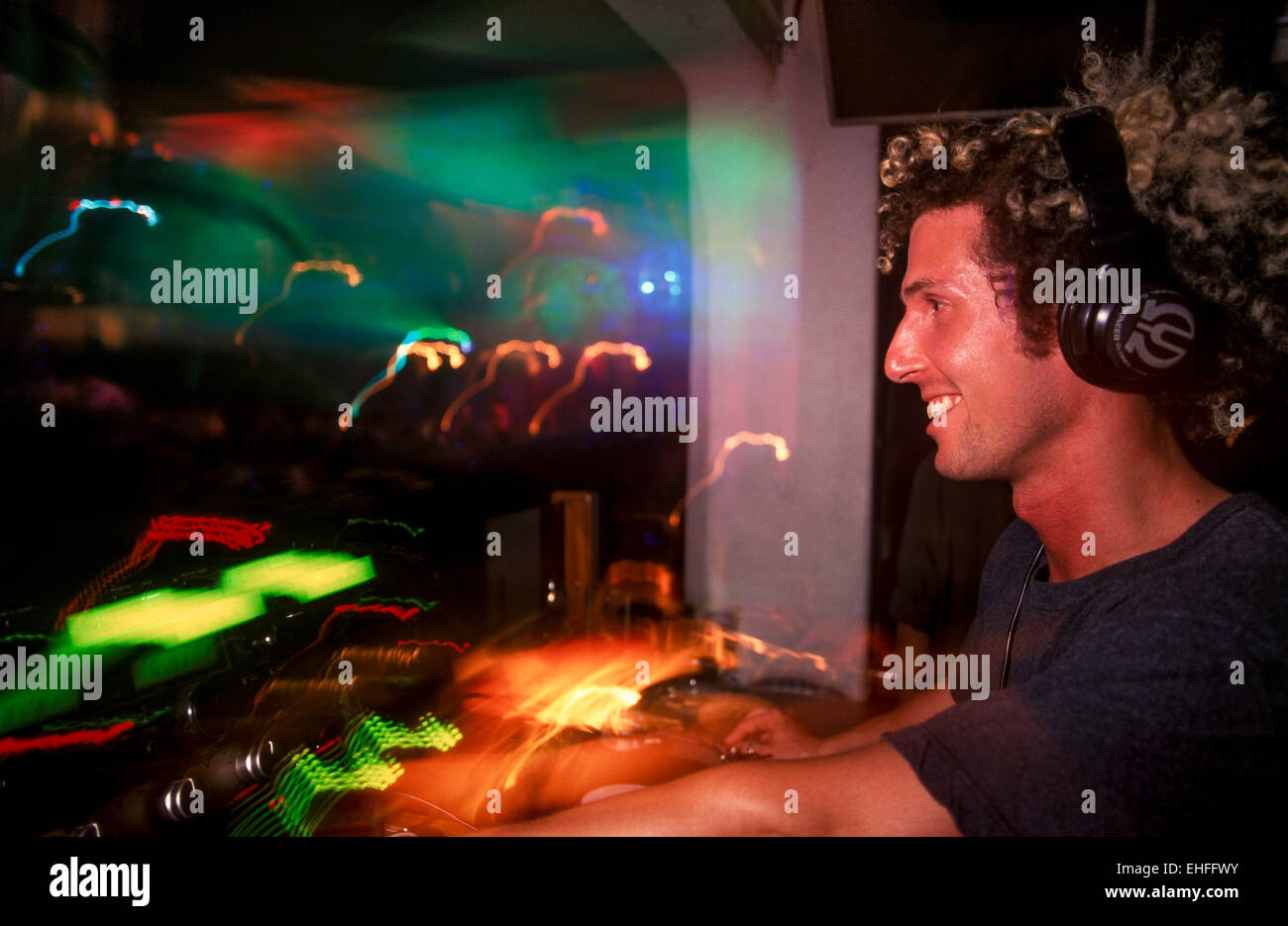 Josh Wink DJing at Pacha in Ibiza. Stock Photo