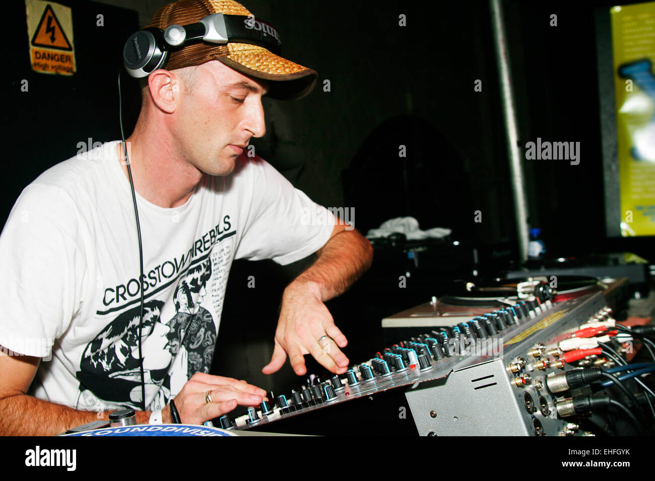Damian Lazarus on the XFM stage at the TDK Cross Central Festival London. Stock Photo