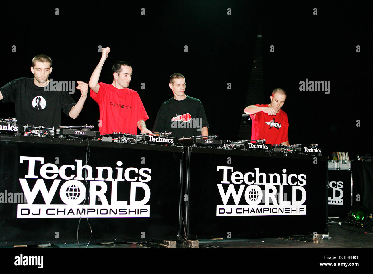 C2C from France winners of the Team Championships at the DMC/Technics World DJ Championships at Hammersmith Apollo. Stock Photo
