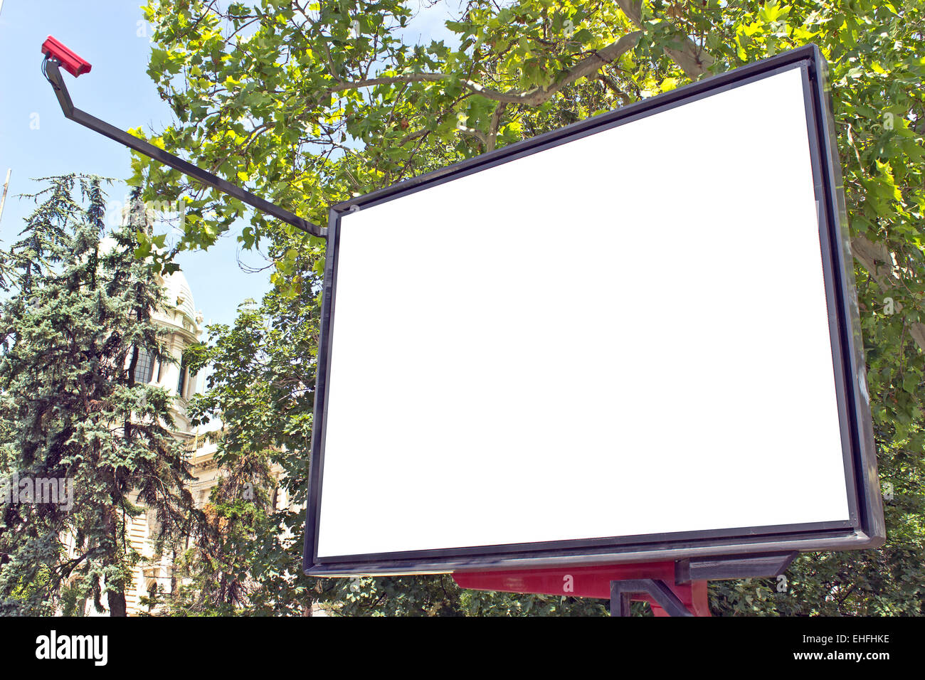 Blank billboard in a park with blue sky Stock Photo - Alamy