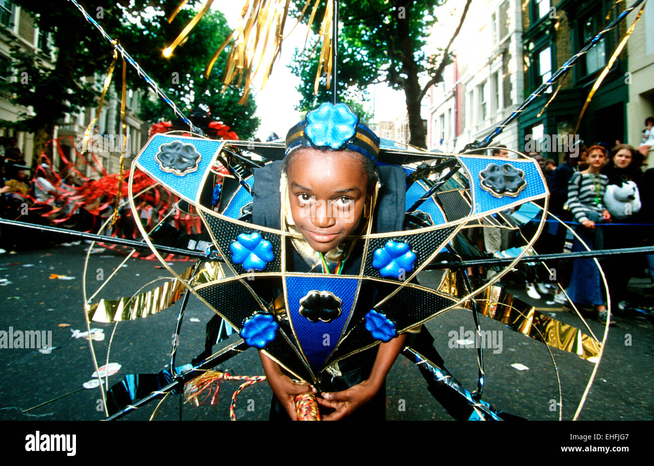 Girl in costume at the Notting Hill Carnival London. Stock Photo
