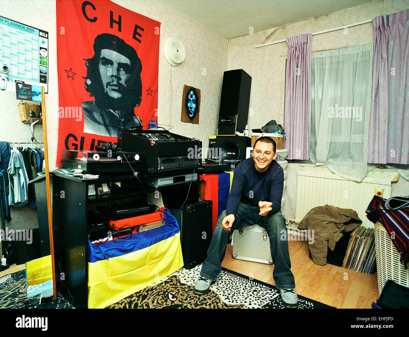 Portrait of DJ Deoh at his home in Camden North London. Stock Photo