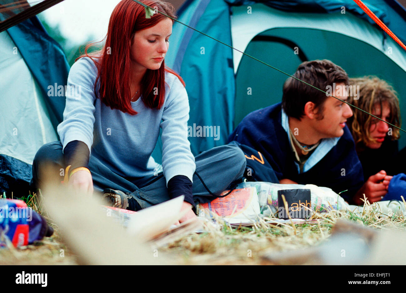 Camping at the Glastonbury festival. Stock Photo