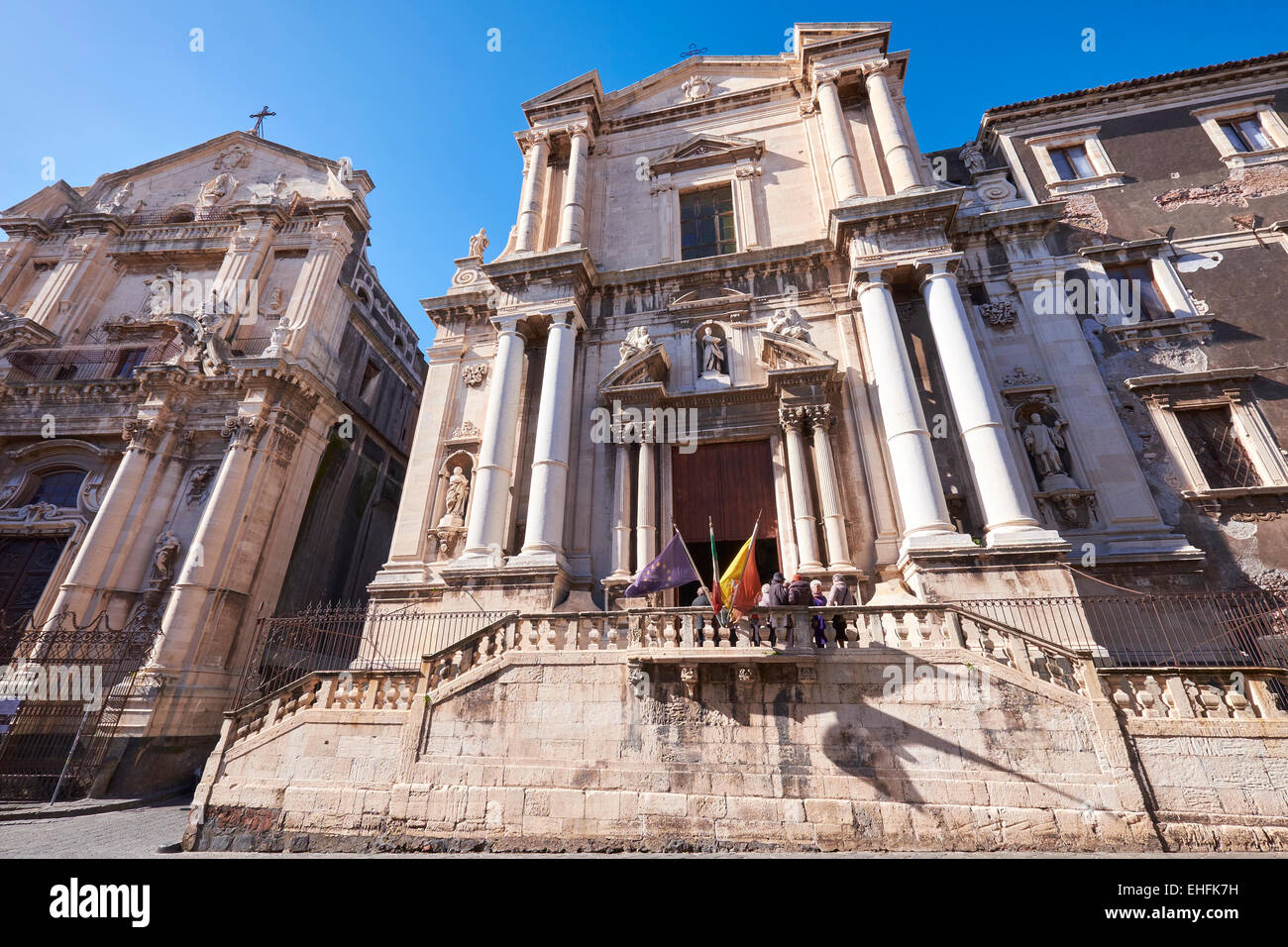 Chiesa san francesco borgia next to San Benedetto.  Religious Architecture in Catania, Sicily, Italy. Stock Photo