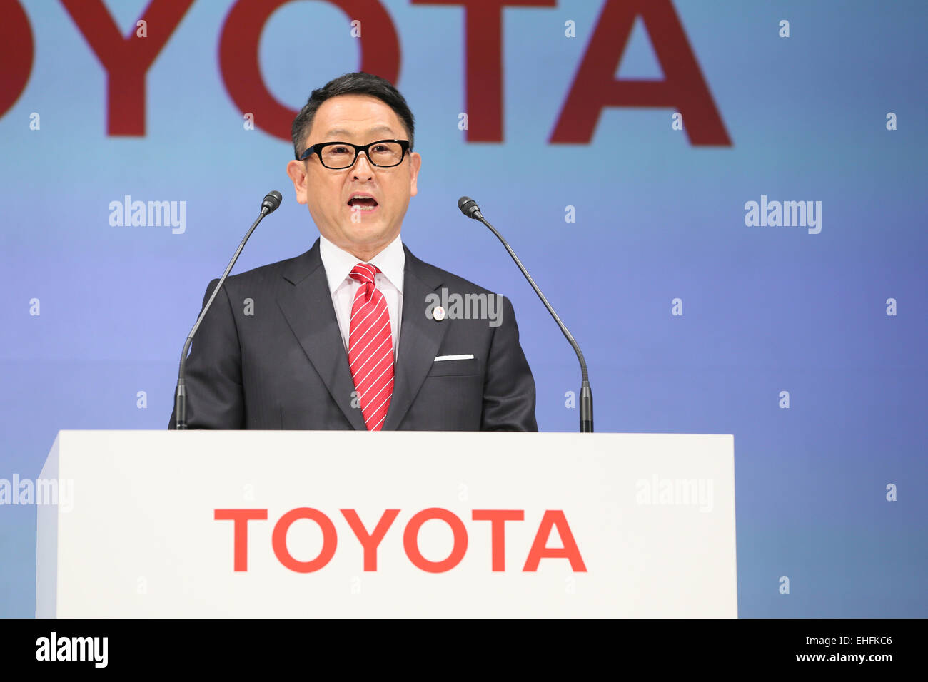 Tokyo, Japan. 13th Mar, 2015. Akio Toyoda (President and CEO of Toyota ...