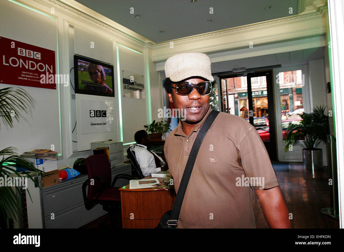 Norman Jay arriving for his radio show Giant 45 on BBC Radio London. Stock Photo