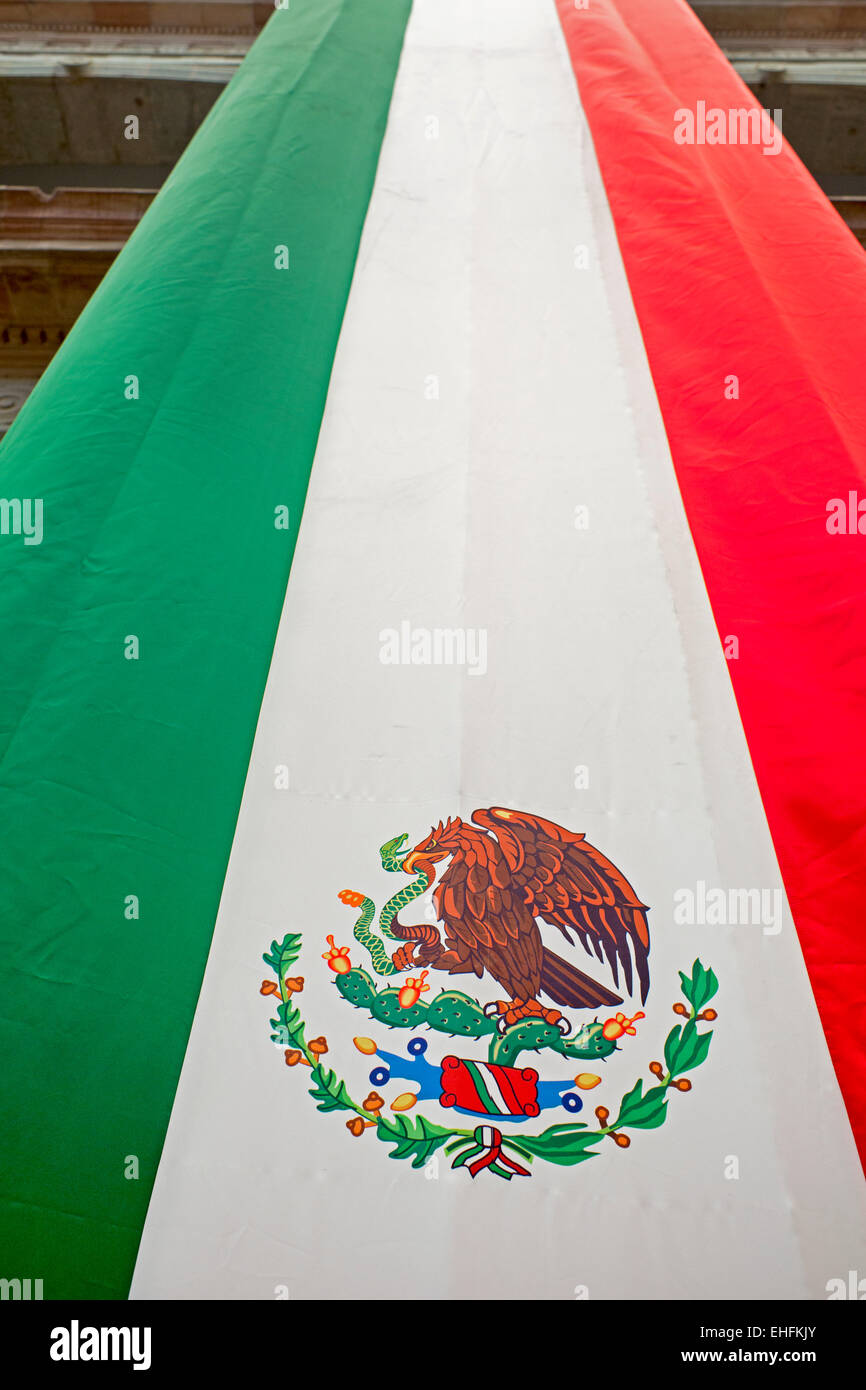 Oaxaca Mexico A Mexican Flag Banner At The Former - 