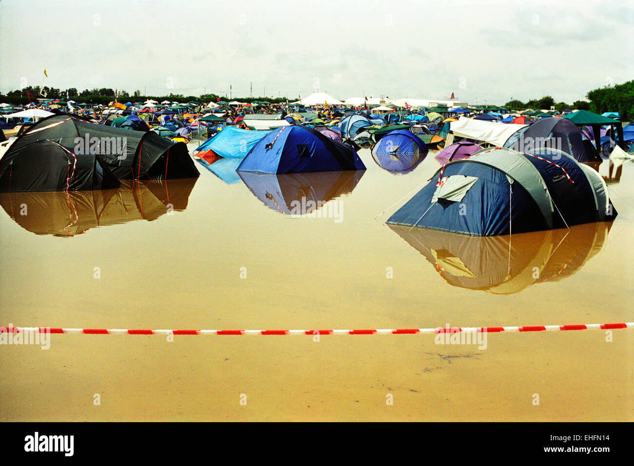 Wet tents at Glastonbury Stock Photo Alamy