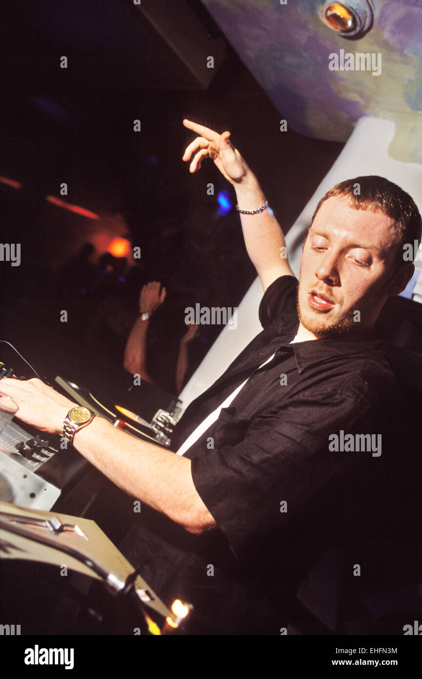 Tim Deluxe DJing at Pacha Ibiza. Stock Photo