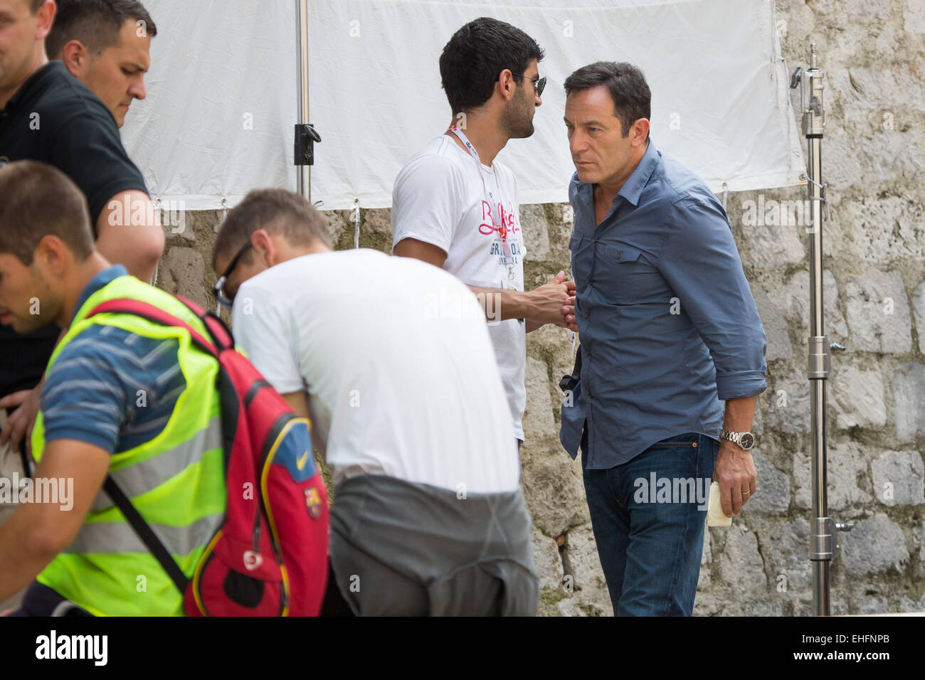 Filming of U.S. series Dig, produced by Tim Kring and Gideon Raff and  starring Anne Heche and Jason Isaacs. Featuring: Jason Isaacs Where:  Dubrovnik, Croatia When: 08 Sep 2014 Stock Photo - Alamy