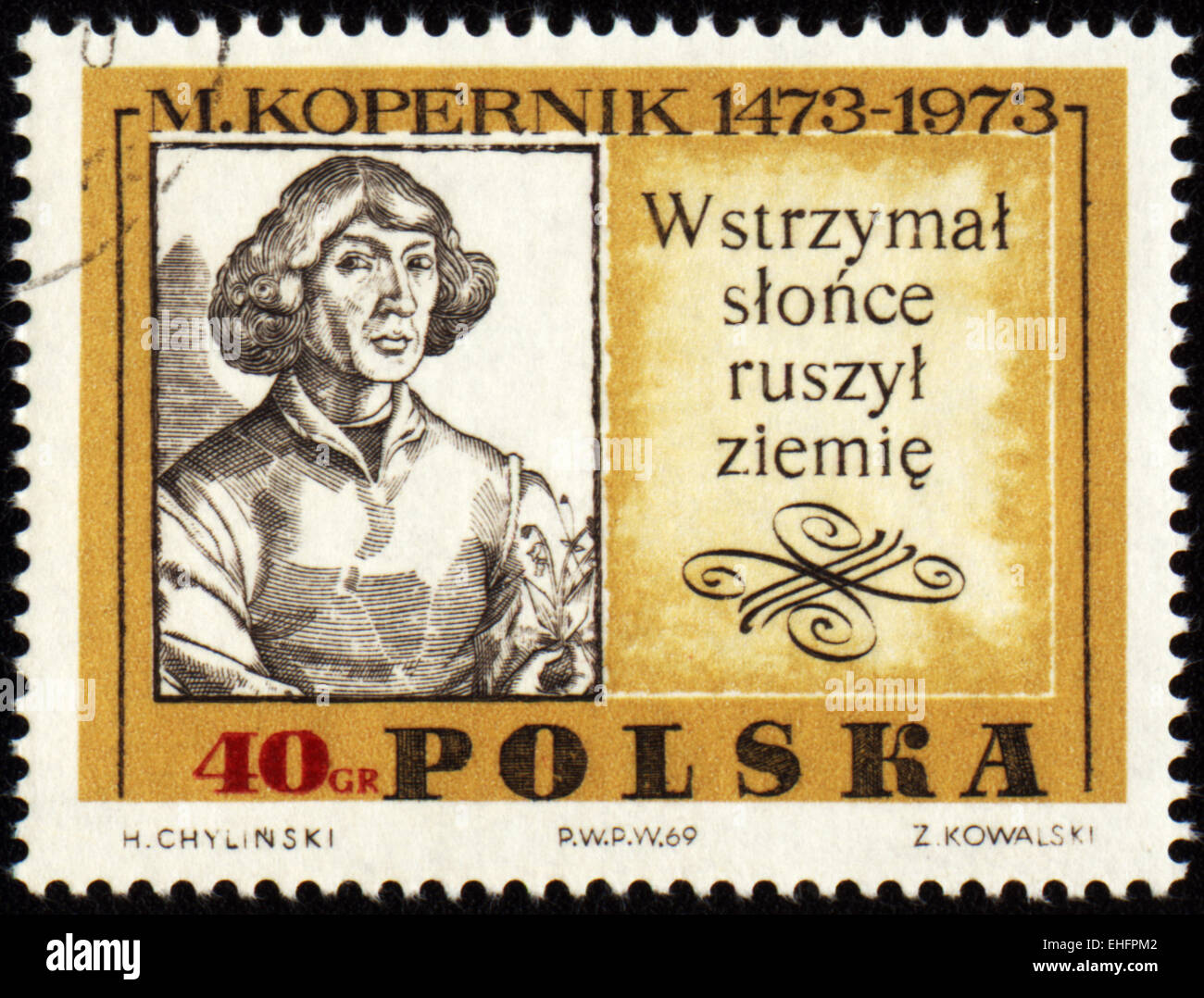 POLAND - CIRCA 1973: A stamp printed in Poland shows Nicolaus Copernicus Stock Photo