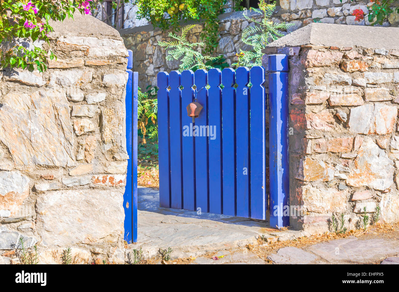 Garden gate in Datca, Mugla, Turkey Stock Photo