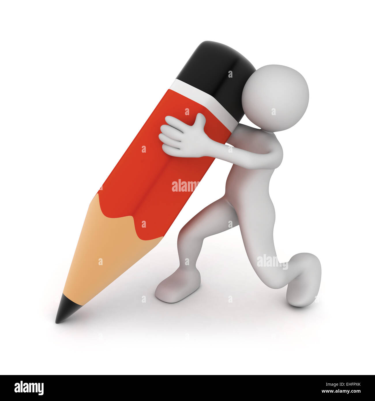 Man and pencil on white background (done in 3d Stock Photo - Alamy