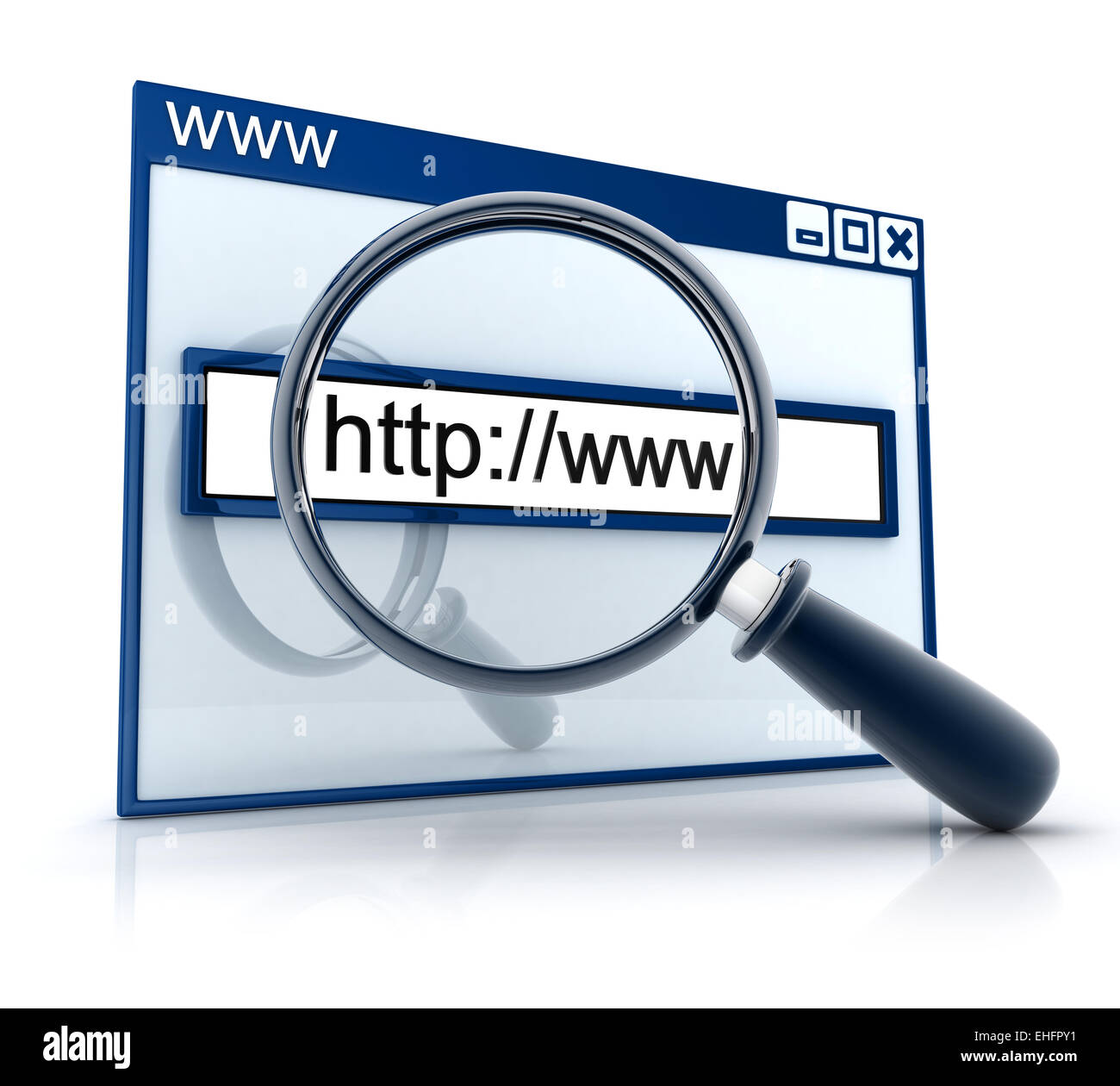 Search web-page in www (done in 3d) Stock Photo