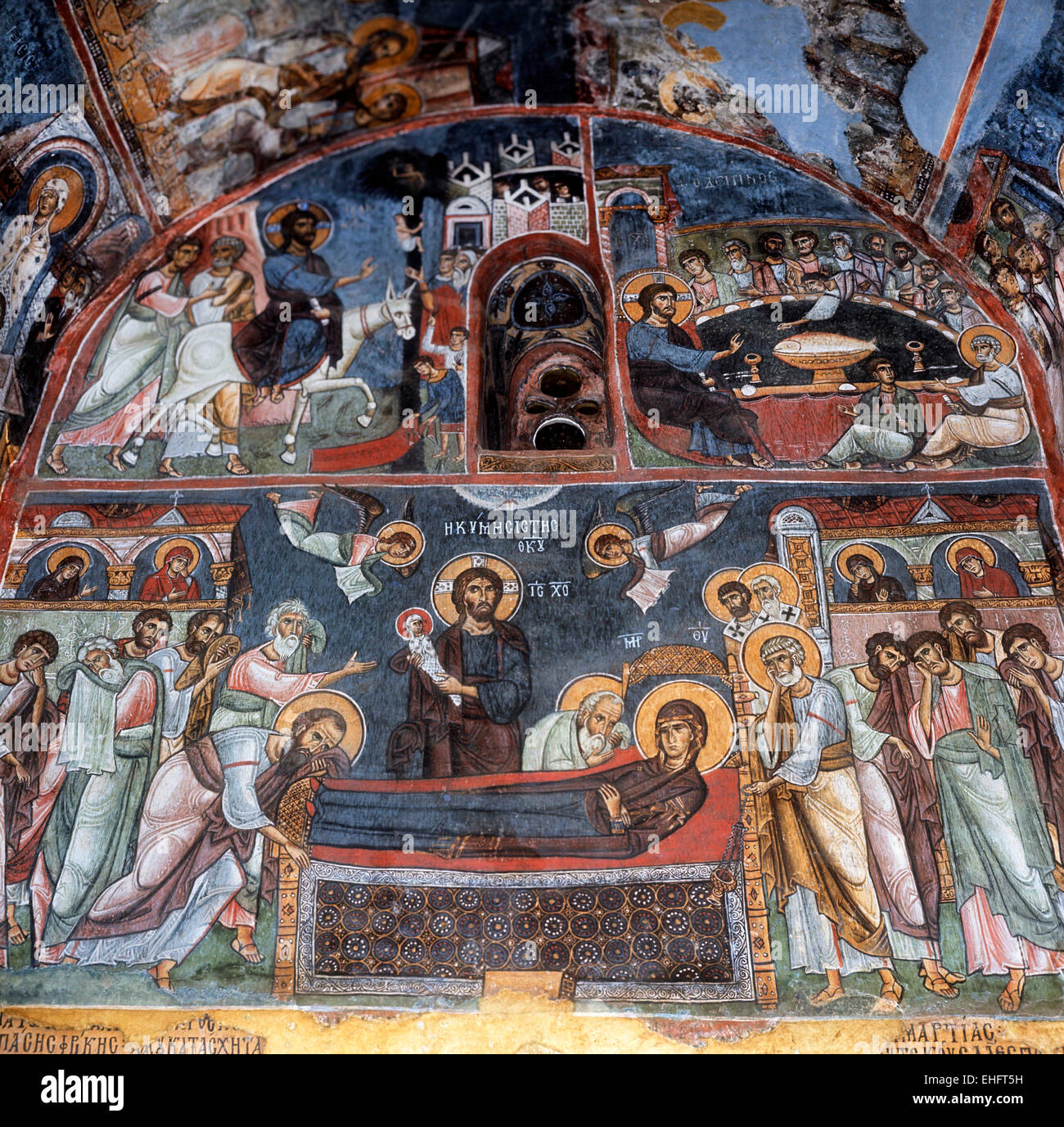 Cyprus, the Church of Panagia Phorbiotissa at Asinou mural on west wall 1105-06 AD Stock Photo
