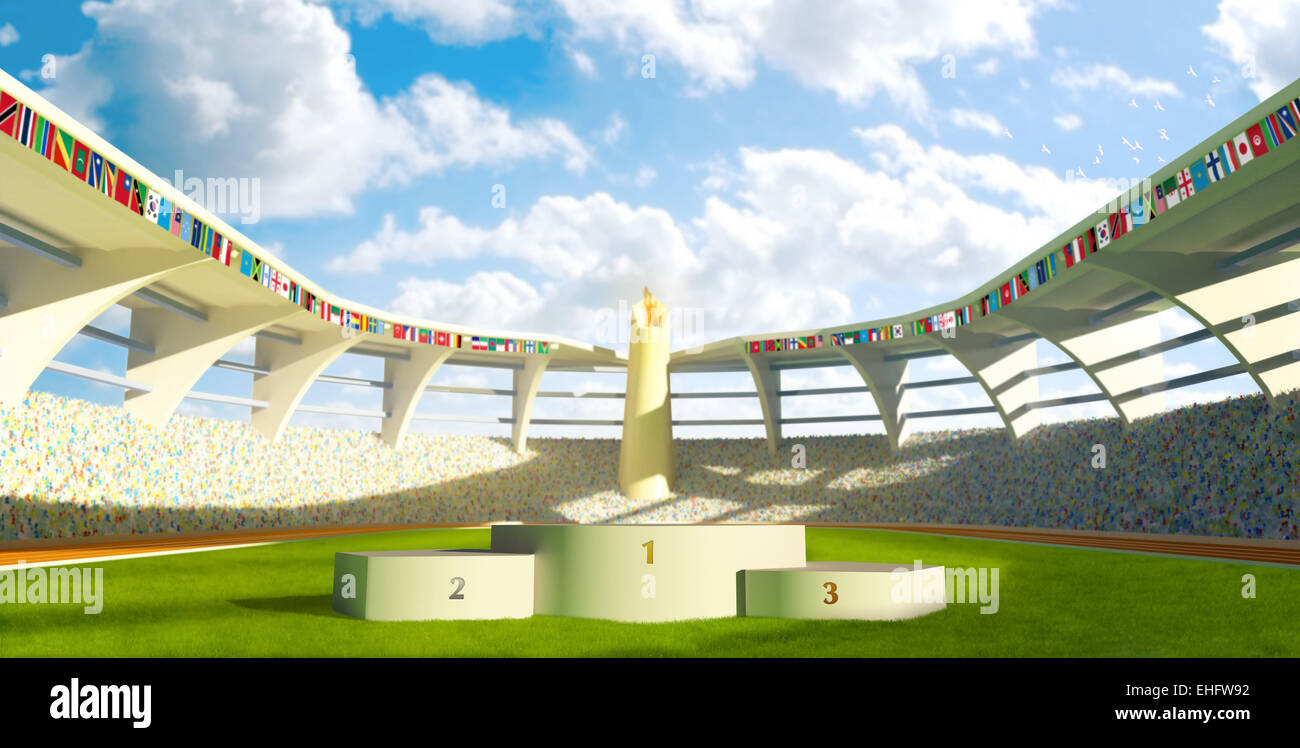 Olympic Stadium with podium Stock Photo