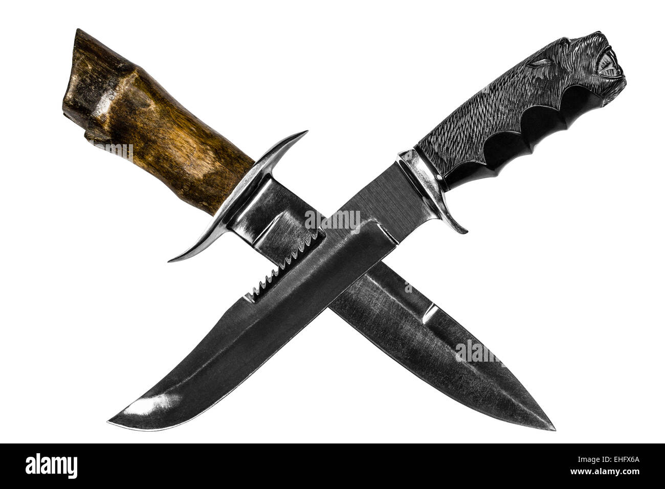 Hunting knifes isolated on white background Stock Photo
