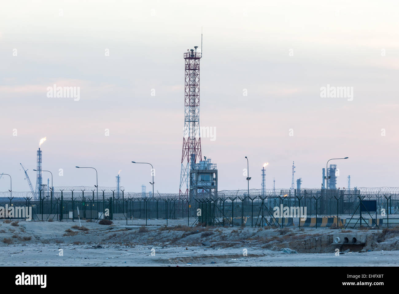 Oil and gas industry field in Kuwait, Middle East Stock Photo