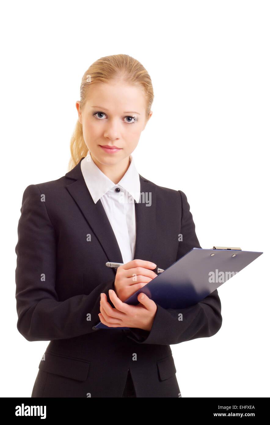 a beautiful young business woman with folder Stock Photo - Alamy