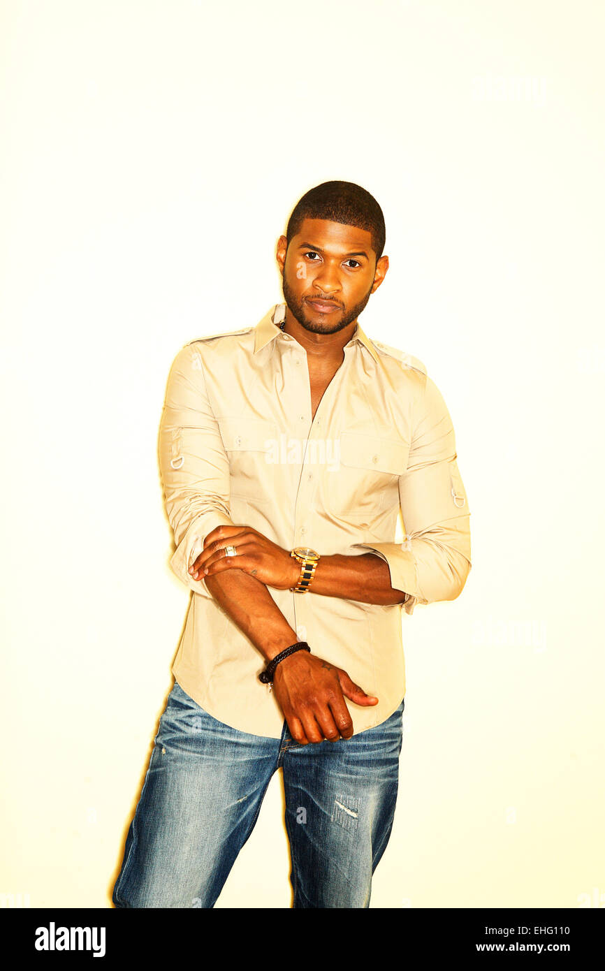 Usher photographed at The Beverley Wilshire Hotel in Los Angeles. Stock Photo