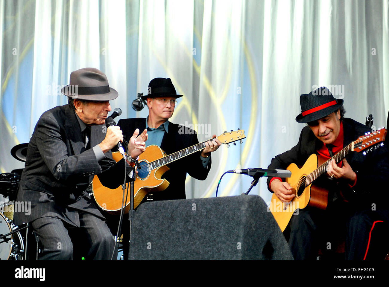 Leonard Cohen live at Glastonbury festival 2008. Stock Photo