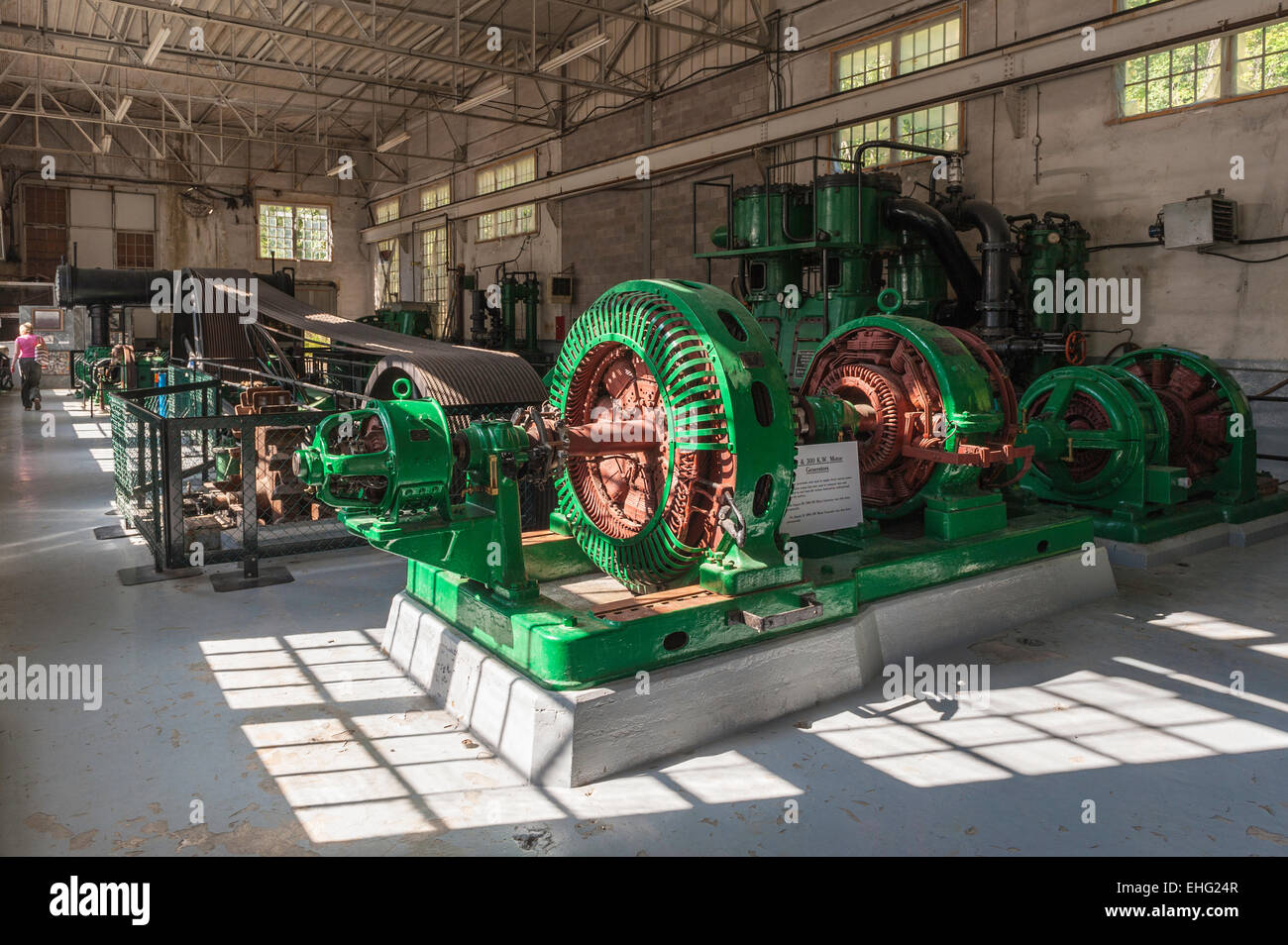 Compressors and generators in Sullivan Mine Powerhouse, Kimberley's Underground Mining Railway, Kimberley, BC, Canada Stock Photo