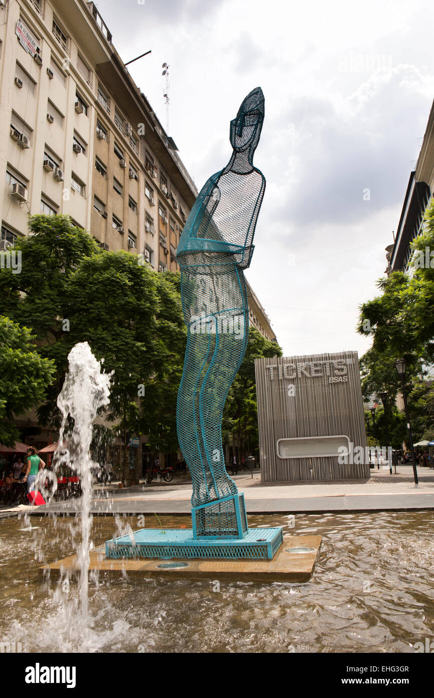 Argentina, Buenos Aires, Libertad, public art, animated figure sculpture in fountain Stock Photo