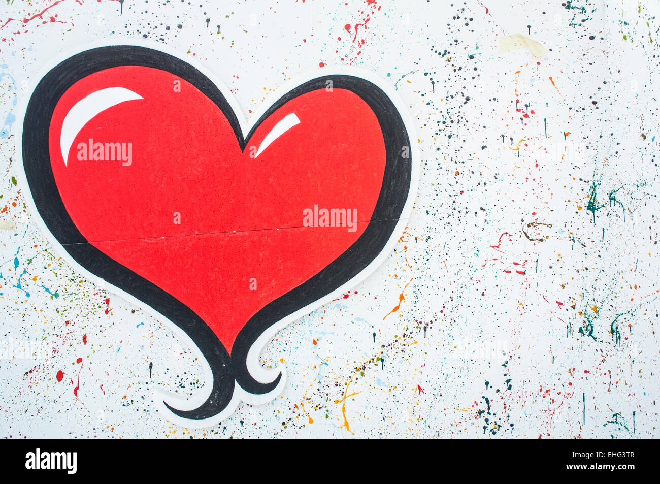 wall textured painted paining dot heart line color Stock Photo