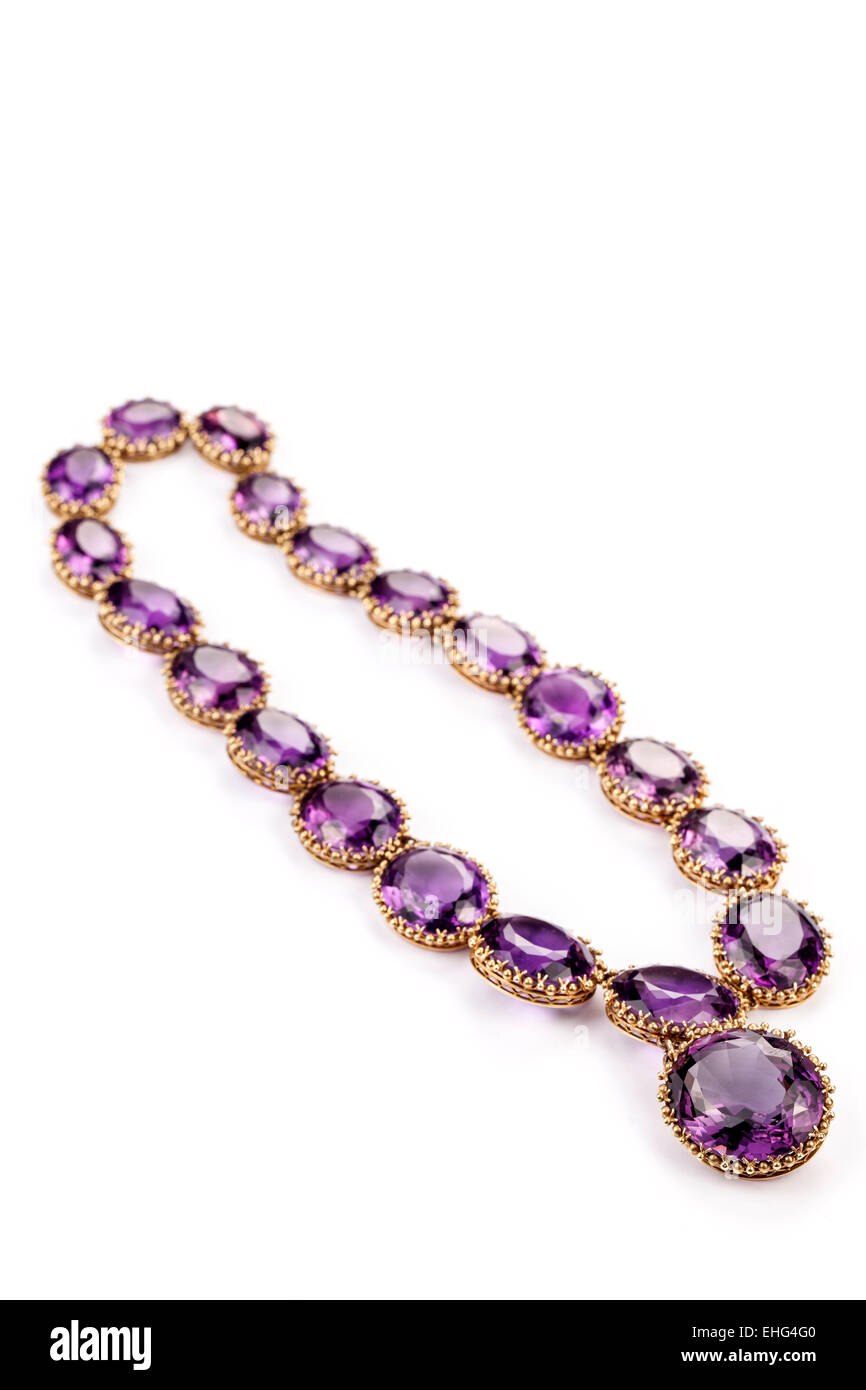Victorian amethyst necklace. Stock Photo