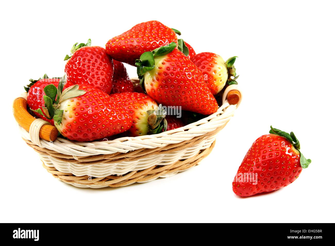 Ripe strawberries in basket Stock Photo - Alamy