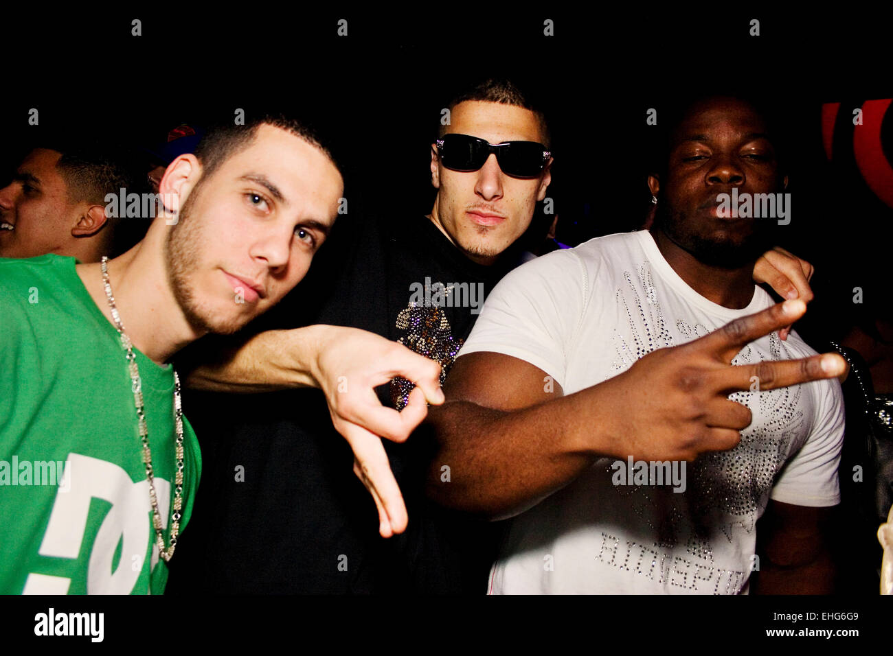 Three guys at La Bomba London Stock Photo - Alamy