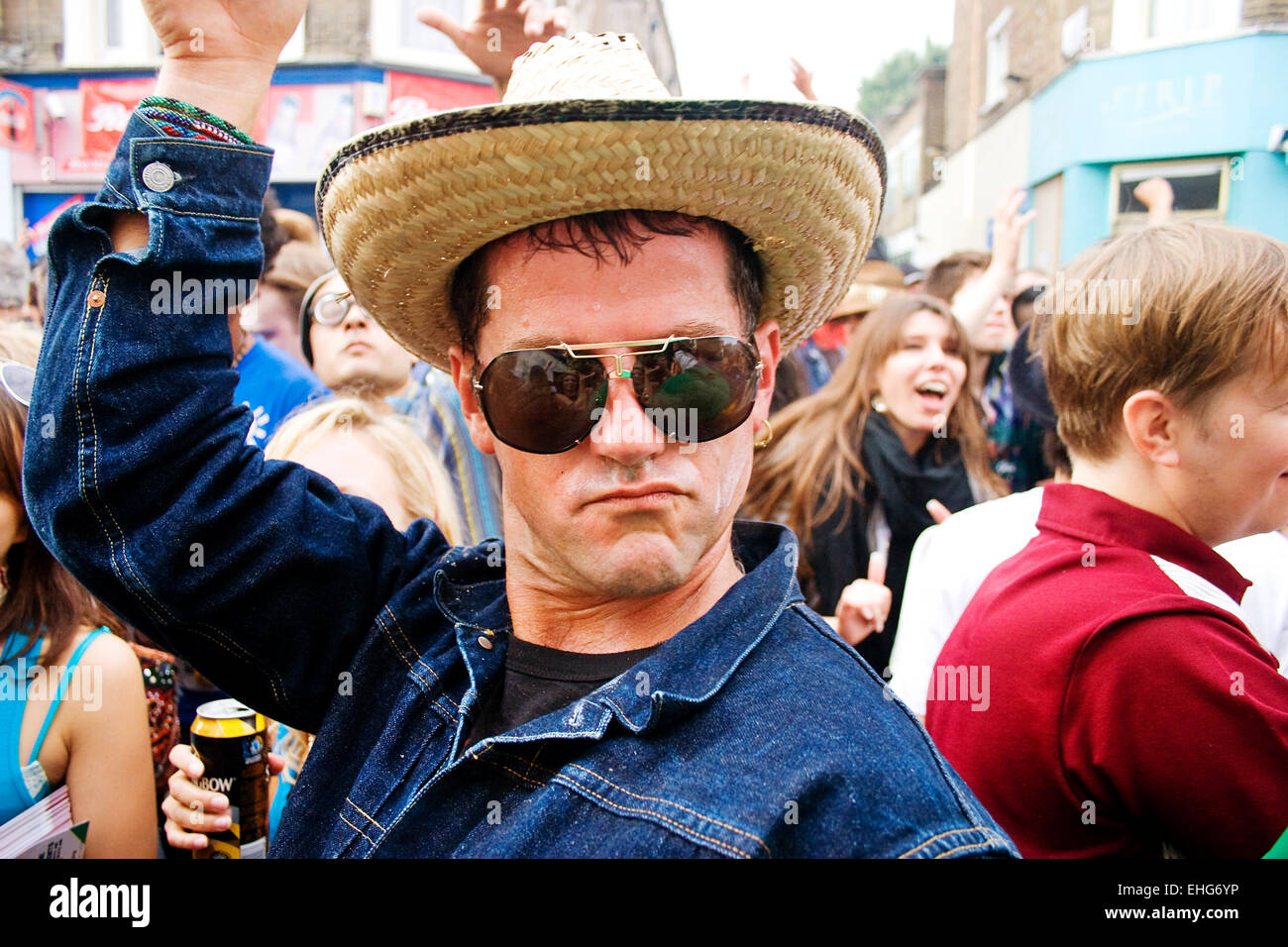 Cowboy at Gaz's Rockin' Blues sound system at the Notting Hill Carnival London. Stock Photo