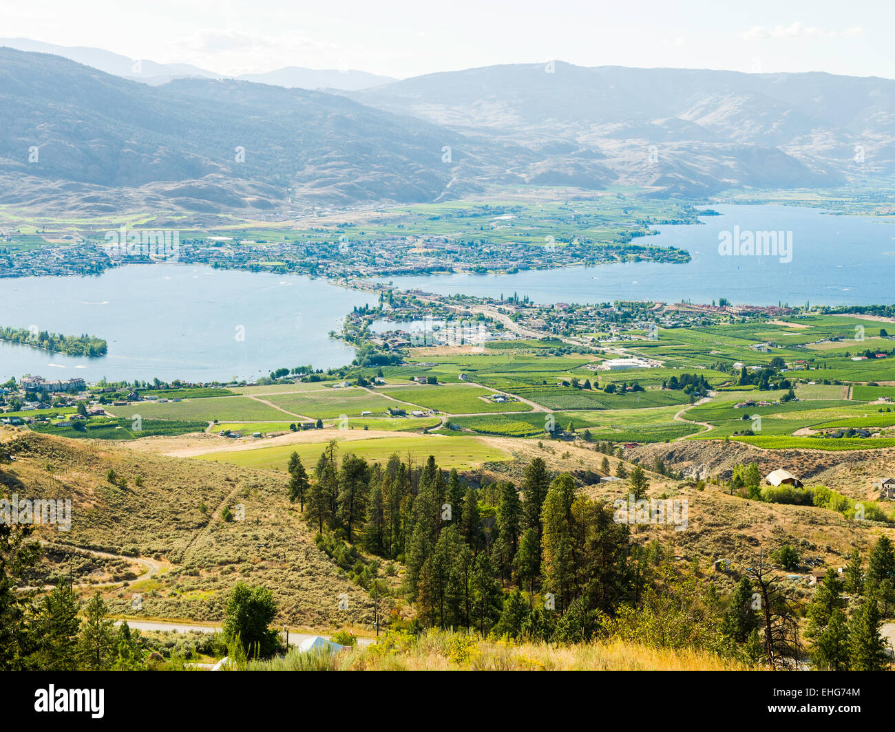 View of Osoyoos, British Columbia, from Highway 3 'Crowsnest Trail', East of Osoyoos, BC, Canada Stock Photo