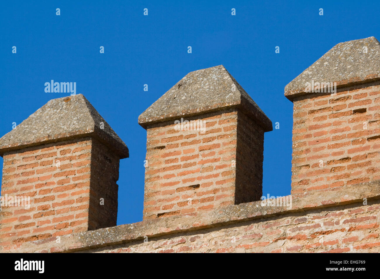 Detail of the castle that raise Aracena's city, placed in the mountain range of the same name. Stock Photo