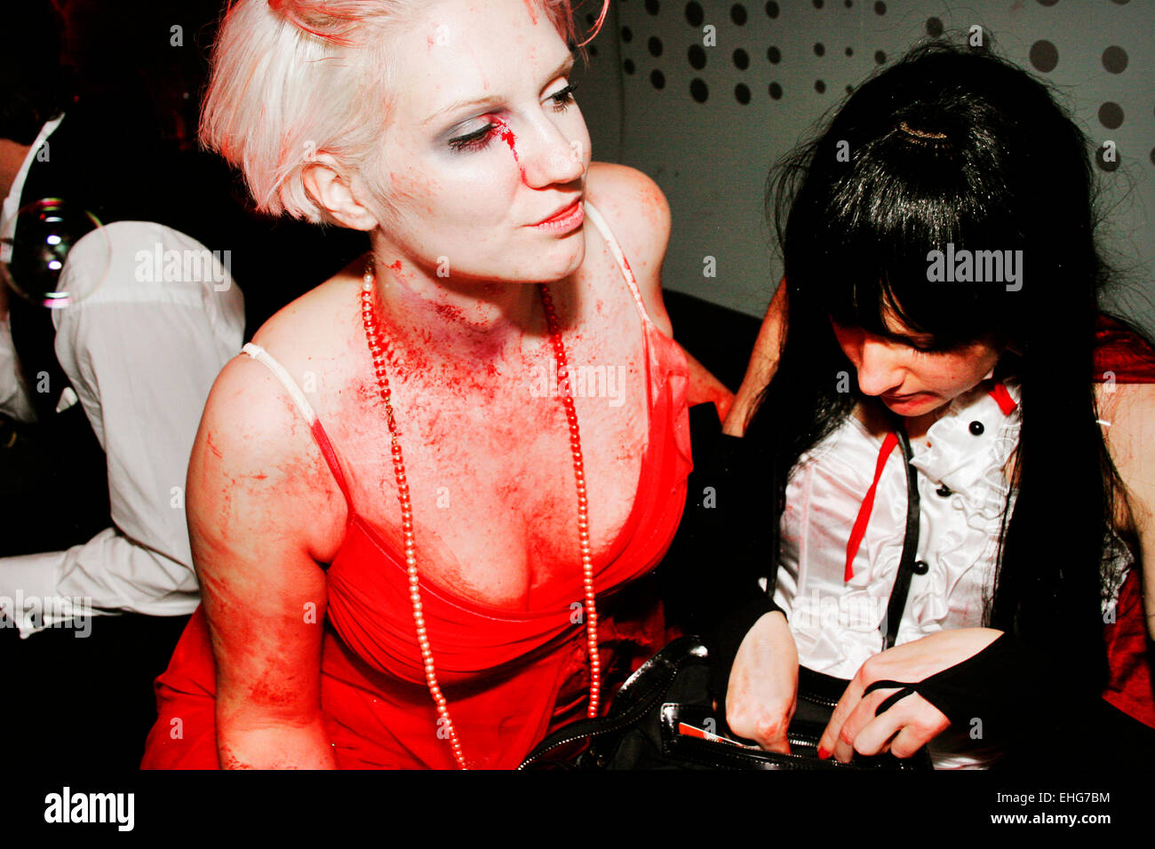 Bloody girl at The Last Tuesday Society's ' A Danse Macabre' Halloween Ball London. Stock Photo