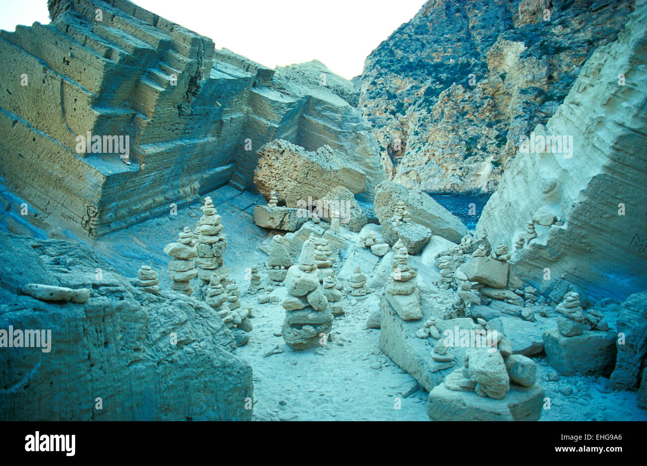 Atlantis in Ibiza mythical spot only accessible by boat 1990s Stock Photo -  Alamy