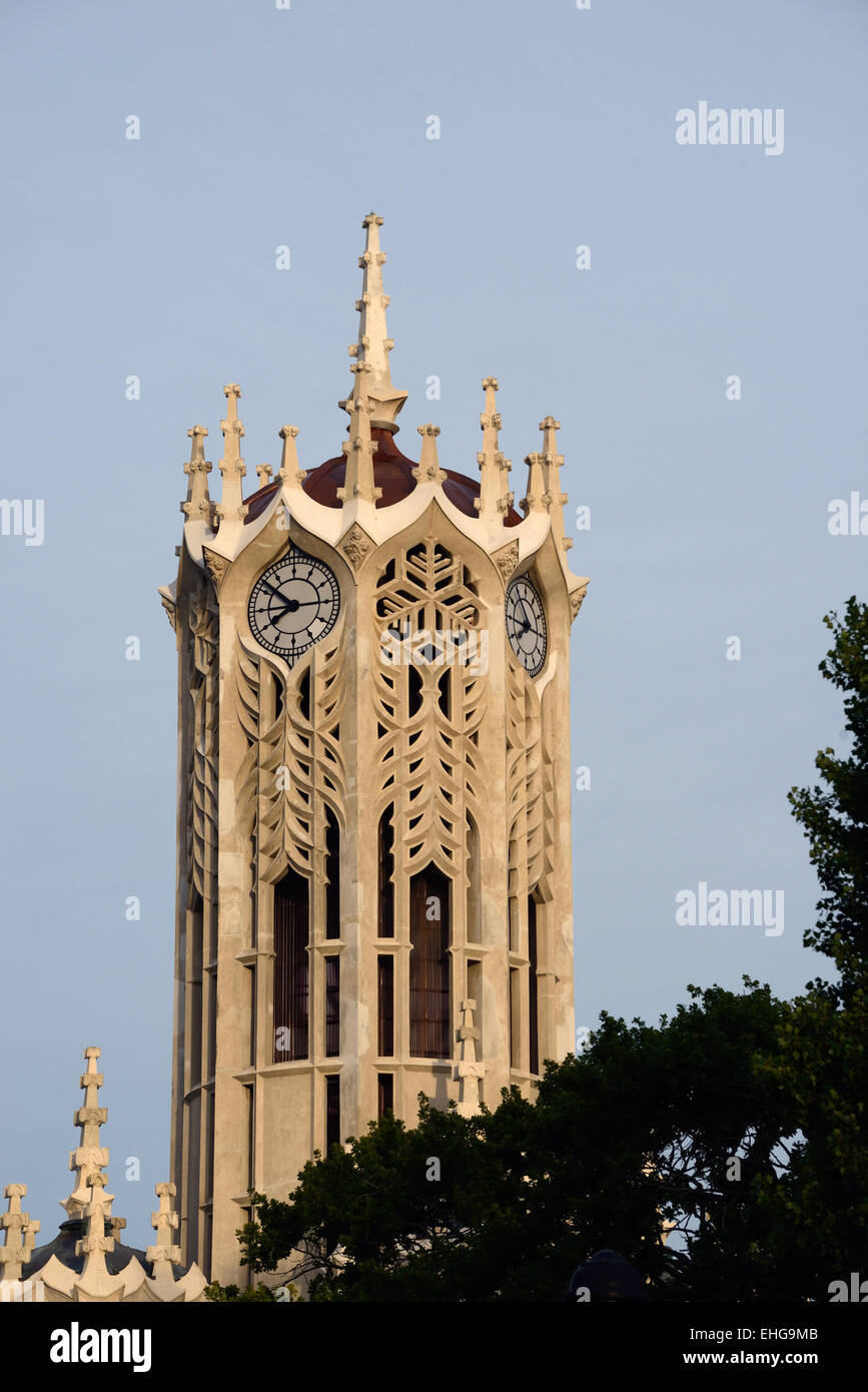 The iconic clock tower at the University of Auckland, Northland, New Zealand Stock Photo