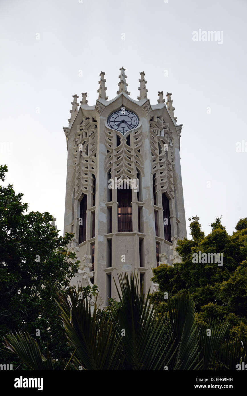 The iconic clock tower at the University of Auckland, Northland, New