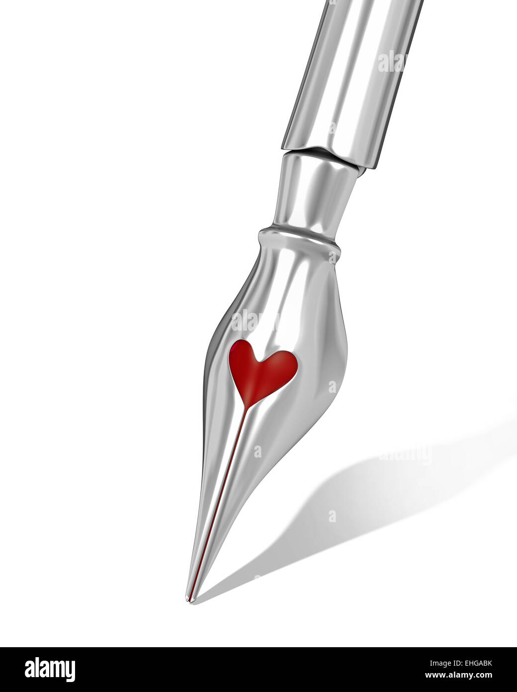 Metal ink pen nib with a heart shaped hole Stock Photo Alamy